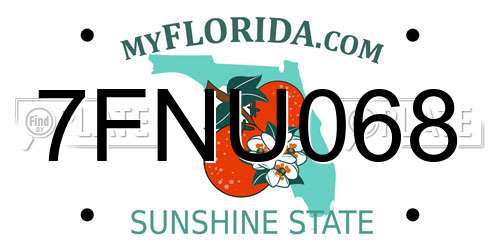 7FNU068 Florida License Plate