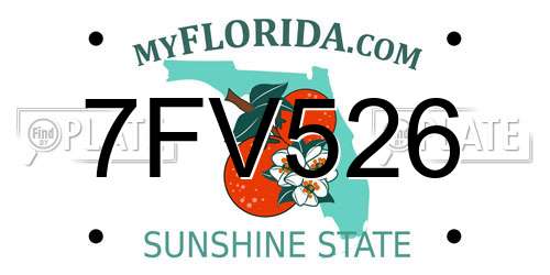 7FV526 Florida License Plate