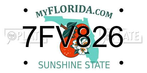 7FV826 Florida License Plate