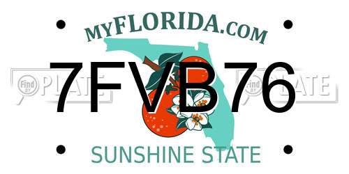 7FVB76 Florida License Plate