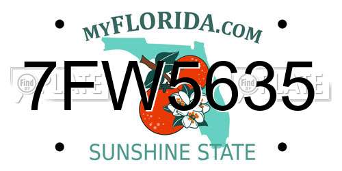 7FW5635 Florida License Plate