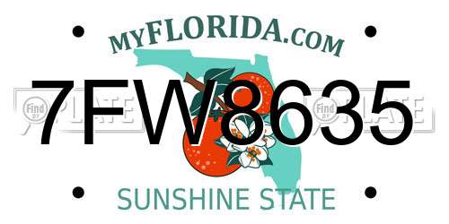 7FW8635 Florida License Plate