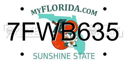 7FWB635 Florida License Plate
