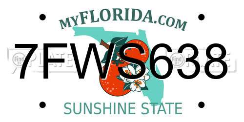 7FWS638 Florida License Plate