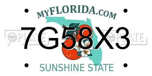 7G58X3 Florida License Plate