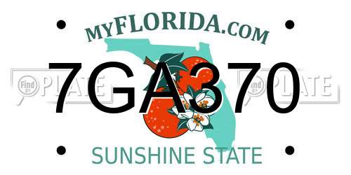 7GA370 Florida License Plate