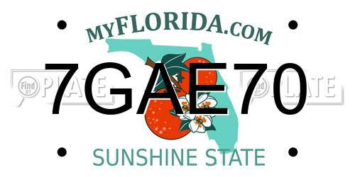 7GAE70 Florida License Plate