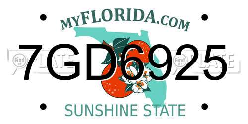 7GD6925 Florida License Plate