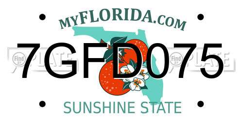 7GFD075 Florida License Plate