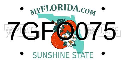 7GFO075 Florida License Plate