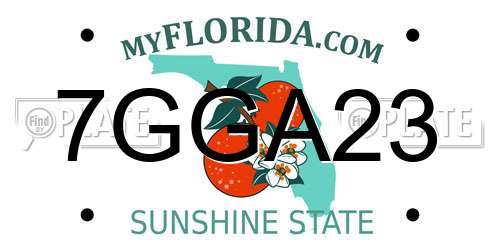 7GGA23 Florida License Plate