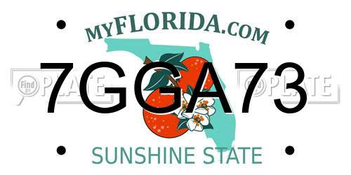 7GGA73 Florida License Plate