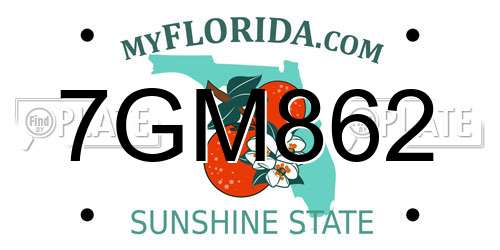 7GM862 Florida License Plate