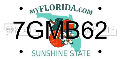 7GMB62 Florida License Plate