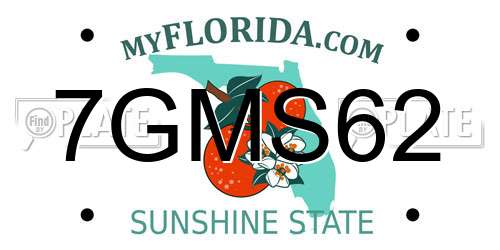 7GMS62 Florida License Plate