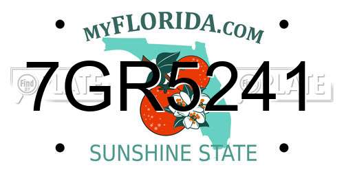 7GR5241 Florida License Plate