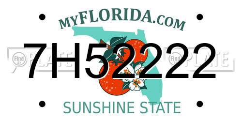 7H52222 Florida License Plate