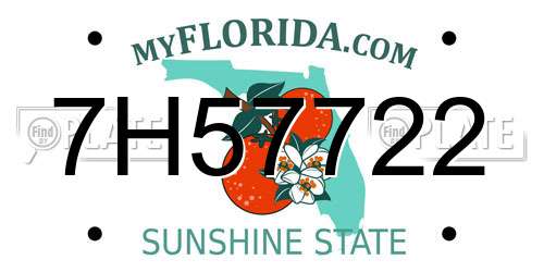 7H57722 Florida License Plate