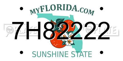 7H82222 Florida License Plate