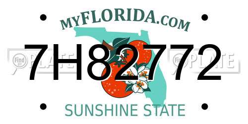 7H82772 Florida License Plate