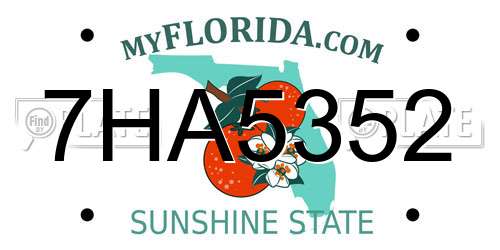 7HA5352 Florida License Plate