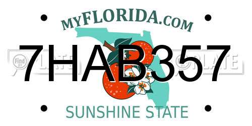 7HAB357 Florida License Plate