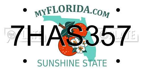 7HAS357 Florida License Plate