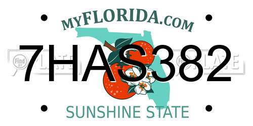 7HAS382 Florida License Plate