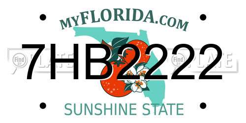 7HB2222 Florida License Plate