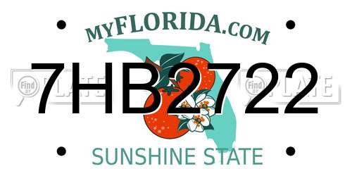 7HB2722 Florida License Plate