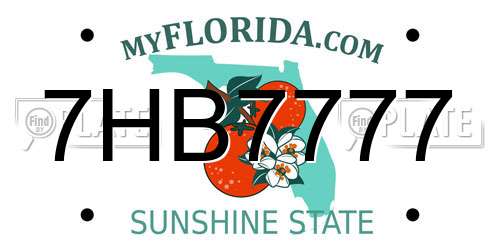 7HB7777 Florida License Plate