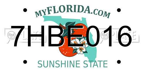 7HBE016 Florida License Plate