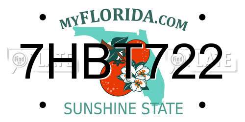 7HBT722 Florida License Plate