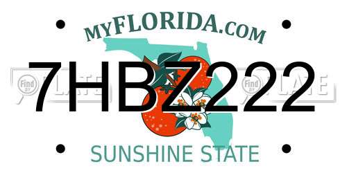 7HBZ222 Florida License Plate