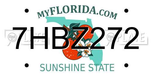 7HBZ272 Florida License Plate