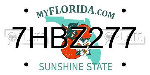 7HBZ277 Florida License Plate