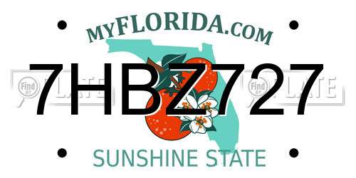 7HBZ727 Florida License Plate