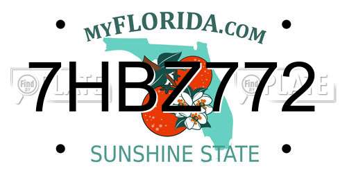 7HBZ772 Florida License Plate