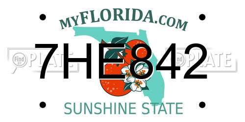 7HE842 Florida License Plate