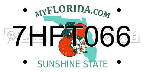 7HFT066 Florida License Plate