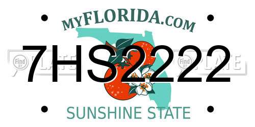 7HS2222 Florida License Plate