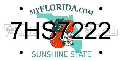 7HS7222 Florida License Plate
