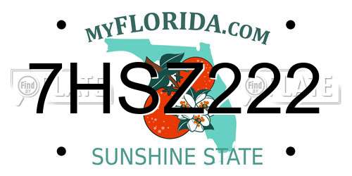 7HSZ222 Florida License Plate