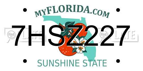 7HSZ227 Florida License Plate