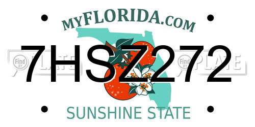 7HSZ272 Florida License Plate
