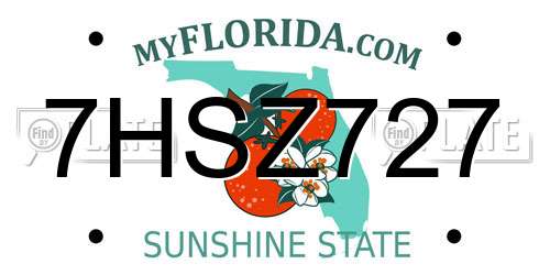 7HSZ727 Florida License Plate