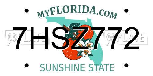 7HSZ772 Florida License Plate