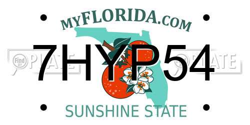 7HYP54 Florida License Plate