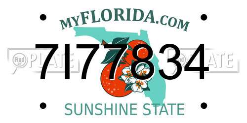 7I77834 Florida License Plate