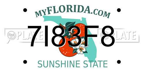 7I83F8 Florida License Plate